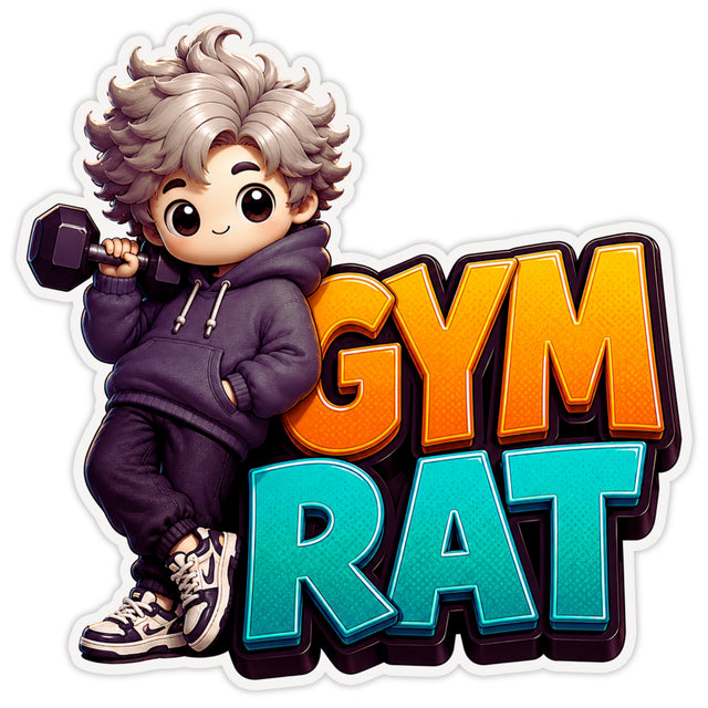 Cute Gym Rat Cartoon Boy Waterproof Matte Vinyl Sticker by STIXY