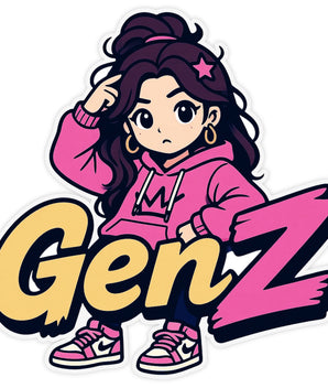 GenZ Girl Waterproof Matte Vinyl Sticker with Cute Anime Typography Design – STIXY
