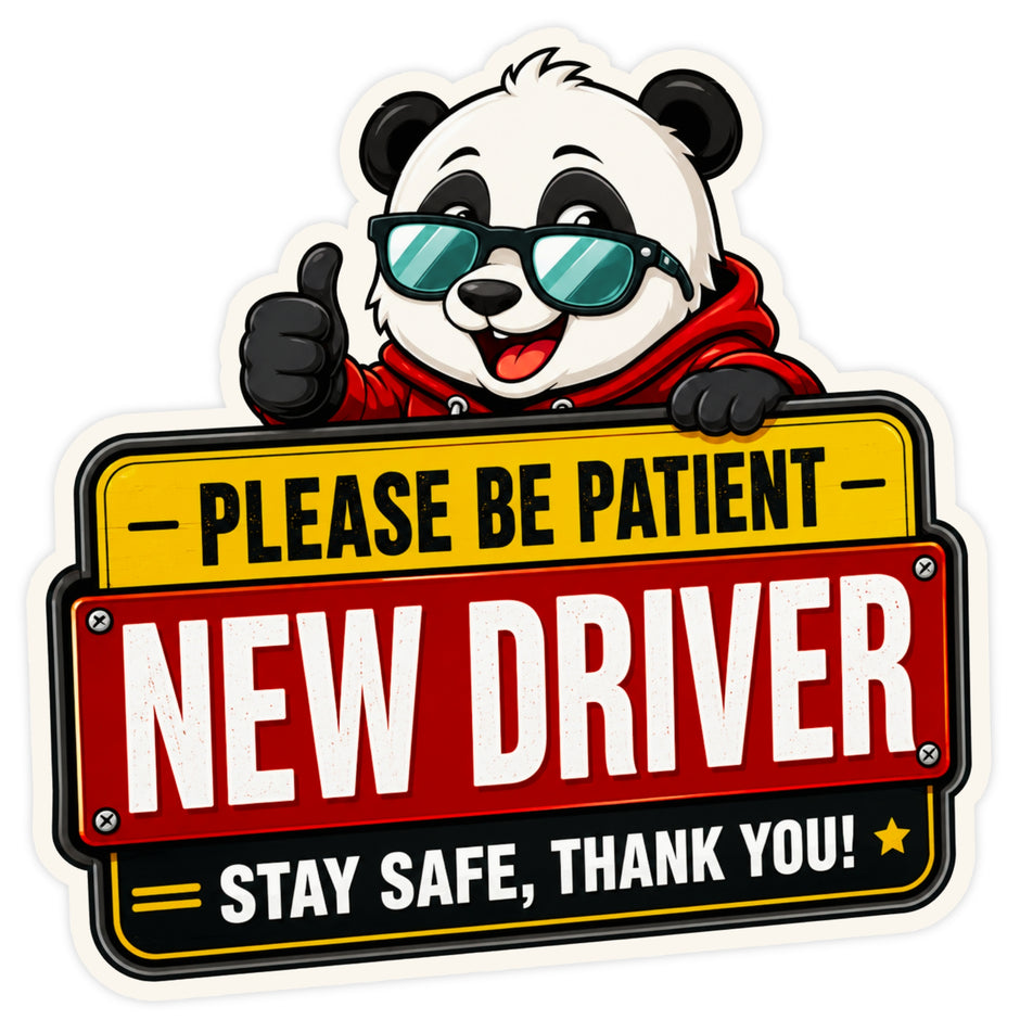 Please Be Patient New Driver Panda Sticker 18 × 18 cm | Funny Learner Driver Safety Sign | Waterproof Matte Vinyl – STIXY premium vinyl sticker image 169