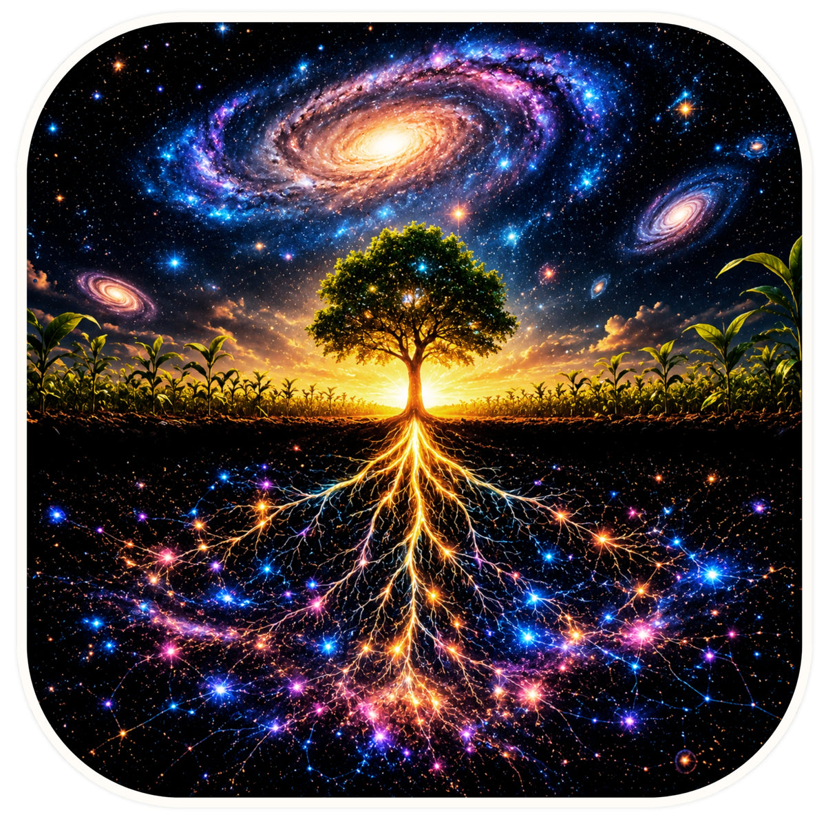 Cosmic Tree of Life Sticker 18 × 18 cm | Nature & Universe Waterproof Matte Vinyl – STIXY premium vinyl sticker image 64