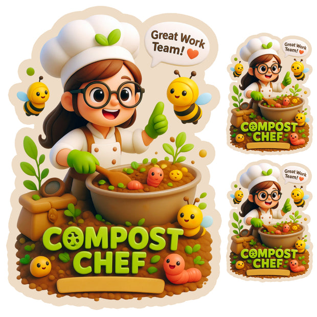 Compost Chef Sticker Set of 3 | Cute Gardening & Composting Waterproof Matte Vinyl | 14 × 10 cm + 2 × 6 × 9 cm – STIXY premium vinyl sticker image 22