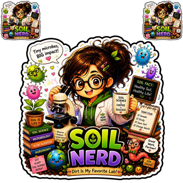 Soil Nerd Sticker Set of 3 | Cute Agronomy & Soil Science Waterproof Matte Vinyl | 14 × 14 cm + 2 × 6 × 6 cm – STIXY premium vinyl sticker image 29