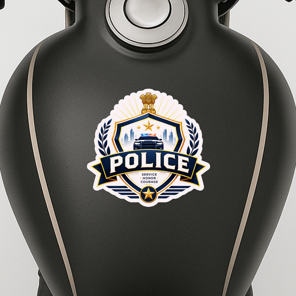 Police Professional Badge Sticker 14Cm Waterproof Matte Vinyl Stixy Copy high-quality product image angle 2
