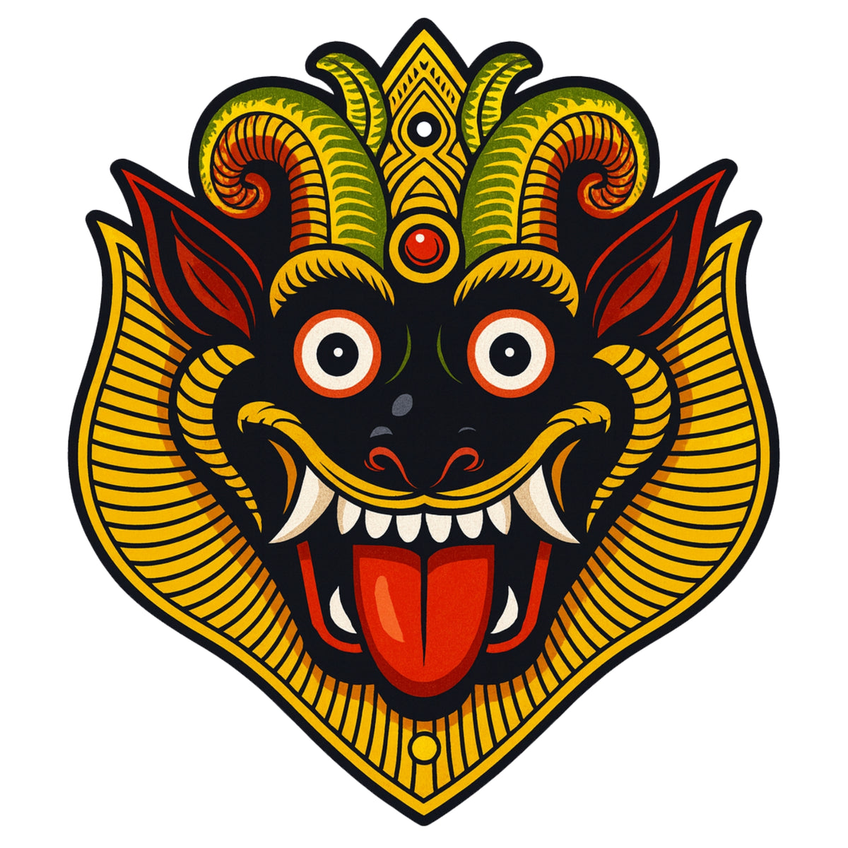 Traditional Red Yellow Nazar Battu Evil Eye Protection Waterproof Matte Vinyl Sticker by STIXY