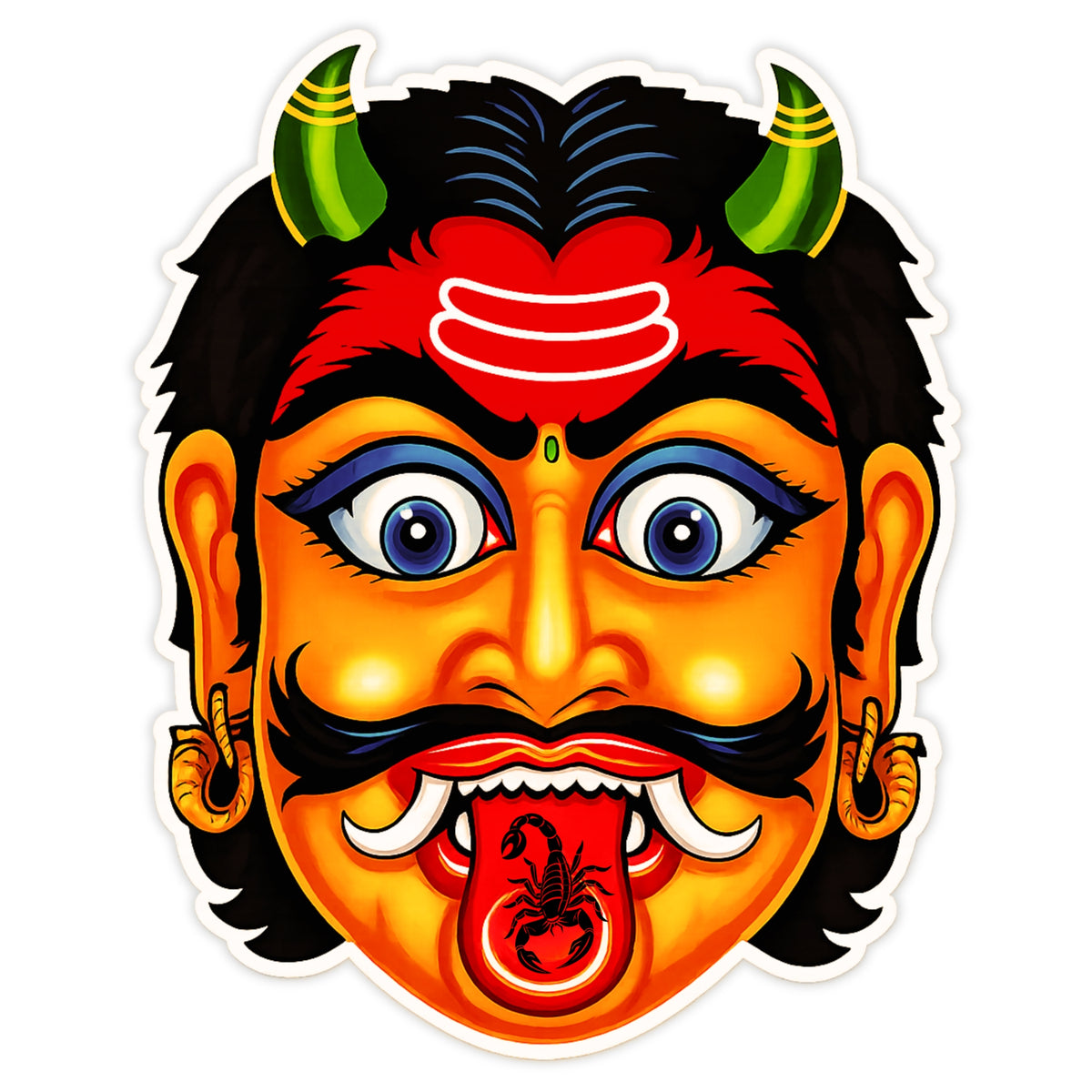 Traditional Nazar Battu Orange Face Evil Eye Protection Waterproof Matte Vinyl Sticker by STIXY
