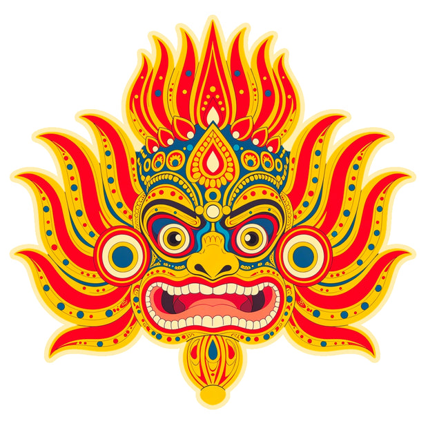 Rakshasa Traditional Protection Mask Waterproof Matte Vinyl Sticker by STIXY