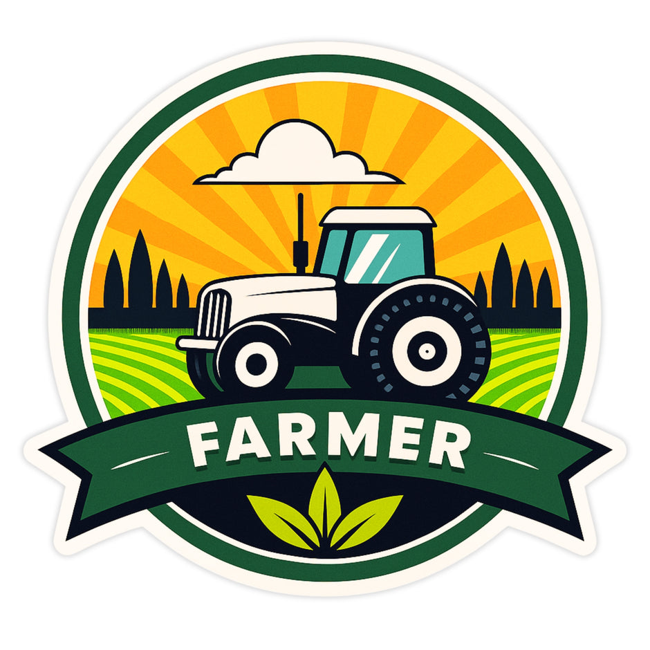 Farmer Tractor Agriculture Badge Waterproof Matte Vinyl Sticker by STIXY