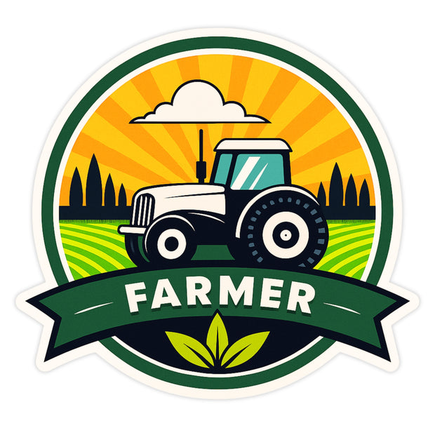 Farmer Tractor Agriculture Badge Waterproof Matte Vinyl Sticker by STIXY