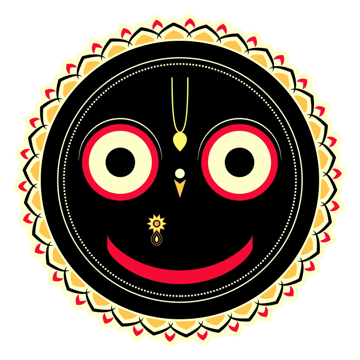 Lord Jagannath Face Traditional Spiritual Waterproof Matte Vinyl Sticker by STIXY
