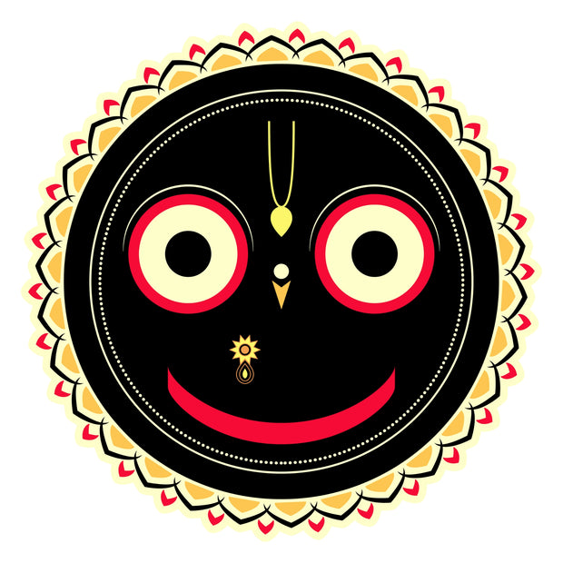 Lord Jagannath Face Traditional Spiritual Waterproof Matte Vinyl Sticker by STIXY