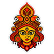 Maa Durga Face Traditional Hindu Goddess Waterproof Matte Vinyl Sticker by STIXY