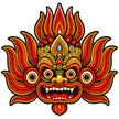 Traditional Fire Demon Face Waterproof Matte Vinyl Sticker by STIXY