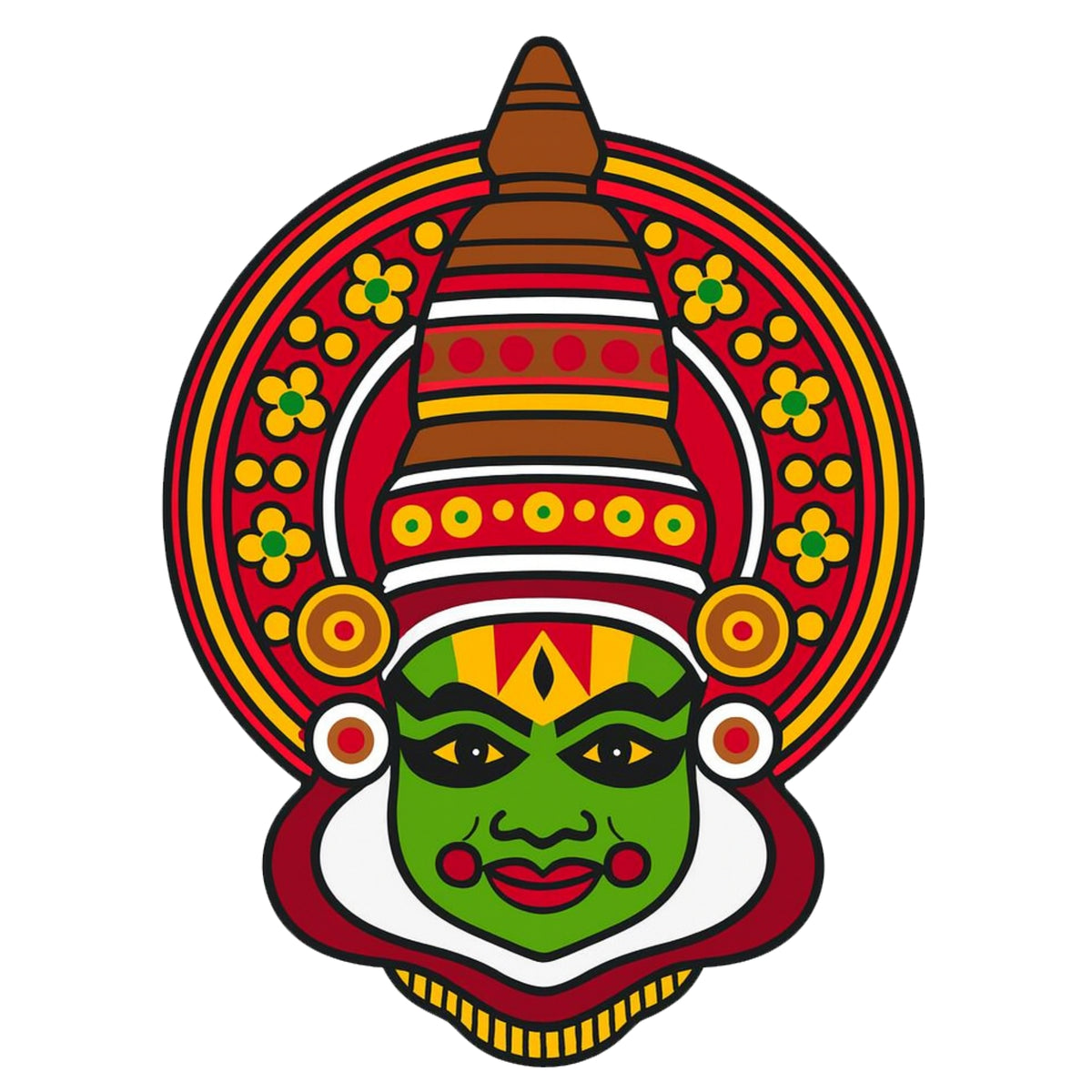 Traditional Kathakali Face Art Waterproof Matte Vinyl Sticker by STIXY