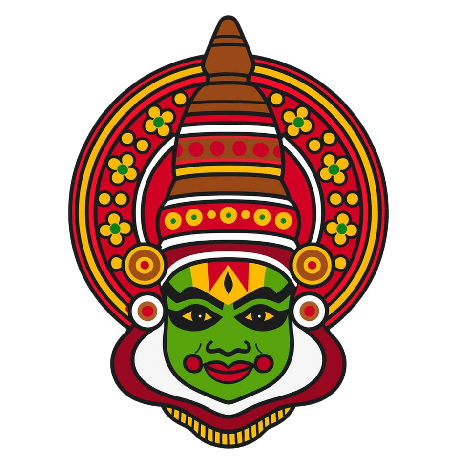 Traditional Kathakali Face Art Waterproof Matte Vinyl Sticker by STIXY