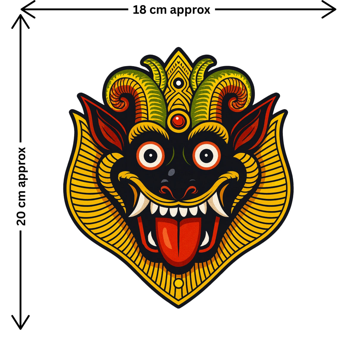 Nazar Battu Evil Eye Protection Sticker Size Guide Showing Approximate 19 × 18 cm Size by STIXY