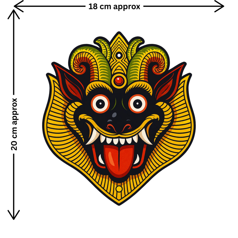Nazar Battu Evil Eye Protection Sticker Size Guide Showing Approximate 19 × 18 cm Size by STIXY