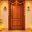 Traditional Rajasthani Couple Welcome Sticker Set on Main Entrance Door Featuring Namaste Greeting and Ethnic Rajasthani Attire