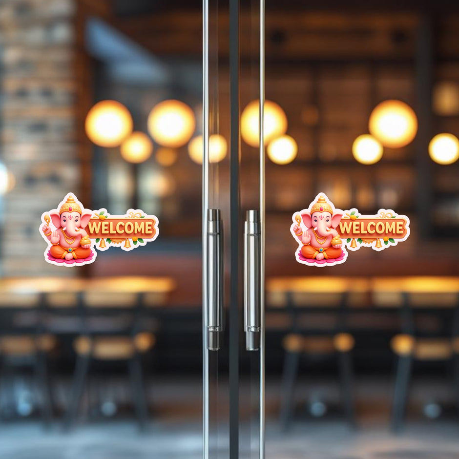 Lord Ganesha Welcome Sticker 17 18 Cm Divine Entrance Decor Waterproof Matte Vinyl Stixy Copy premium vinyl sticker image 344
