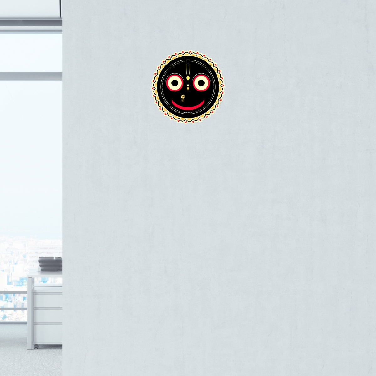 Lord Jagannath Face Waterproof Matte Spiritual Sticker Applied on Wall by STIXY