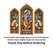 Lord Krishna with Cows Jharokha Sticker Set of 3 Size Guide Showing Approximate 23 × 12 cm Each by STIXY