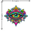 Colorful Evil Eye Mandala Sticker Size Guide Showing Approximate 19 × 18 cm by STIXY