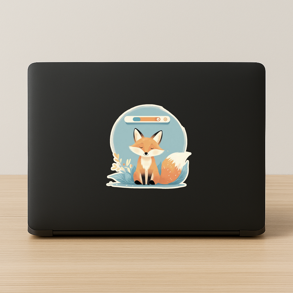 Meditating Fox With Progress Bar Calm Cute Vinyl Sticker premium vinyl sticker product image 2