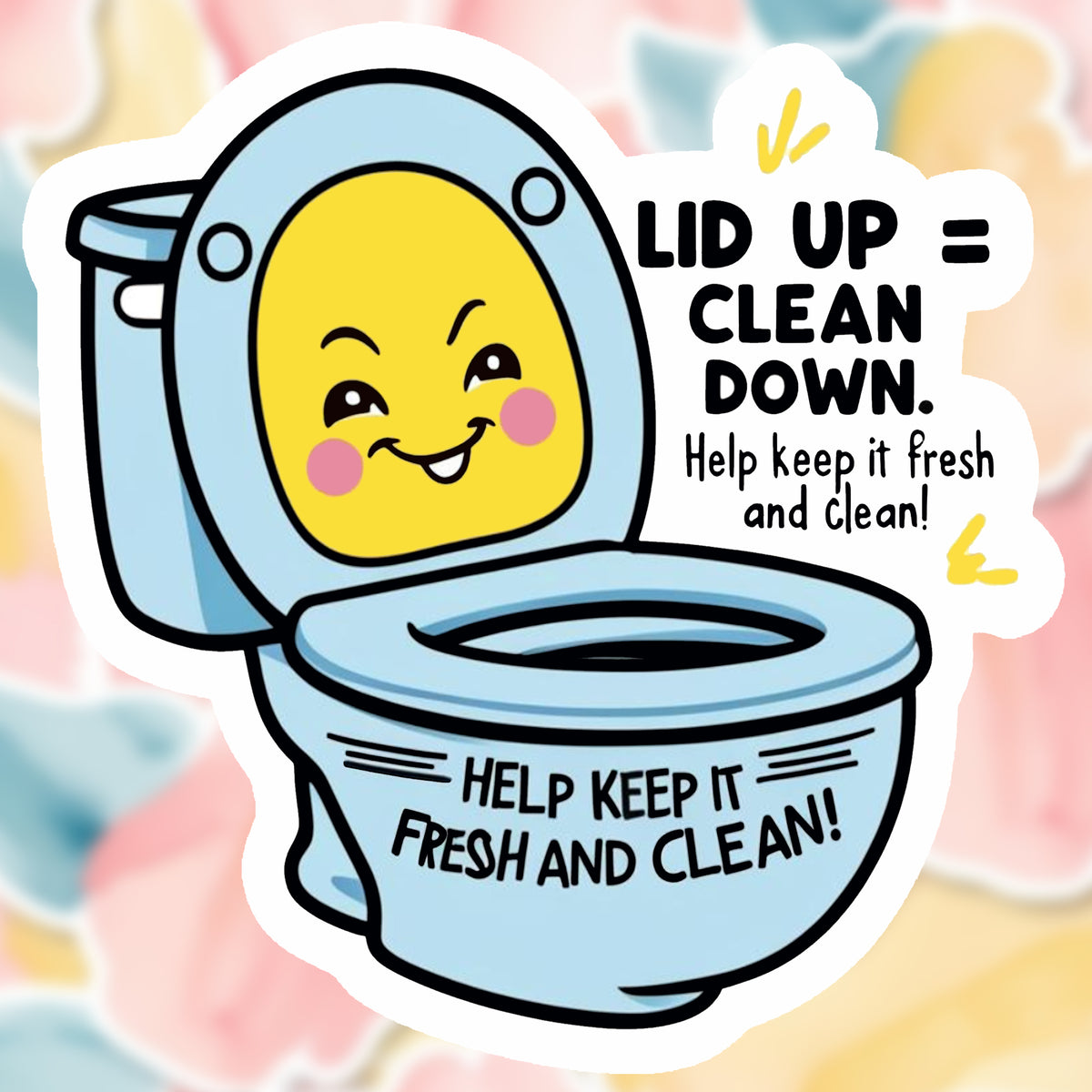 Lid Up = Clean Down – Funny Toilet Etiquette Sticker premium product image 1