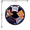 Five Cats Round Hole Sticker Size Guide Showing Approximate 18 × 18 cm by STIXY