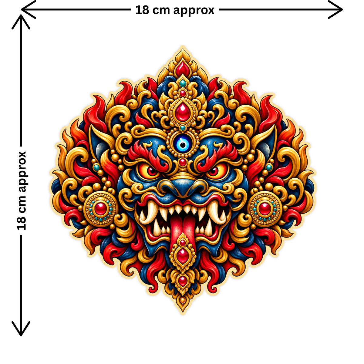 Kirtimukha Fierce Guardian Face Spiritual Sticker Size Guide 18 × 18 cm by STIXY