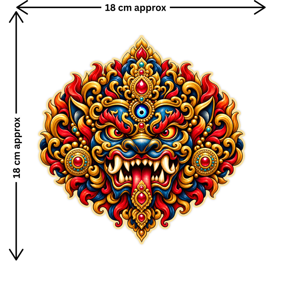 Kirtimukha Fierce Guardian Face Spiritual Sticker Size Guide 18 × 18 cm by STIXY