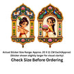 Bal Krishna and Radha Jharokha Sticker Set of 2 Size Guide Showing Approximate 20 × 11 cm Each by STIXY