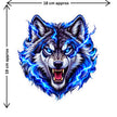 Electric Blue Wolf Sticker Size Guide Showing Approximate 18 × 18 cm Size by STIXY