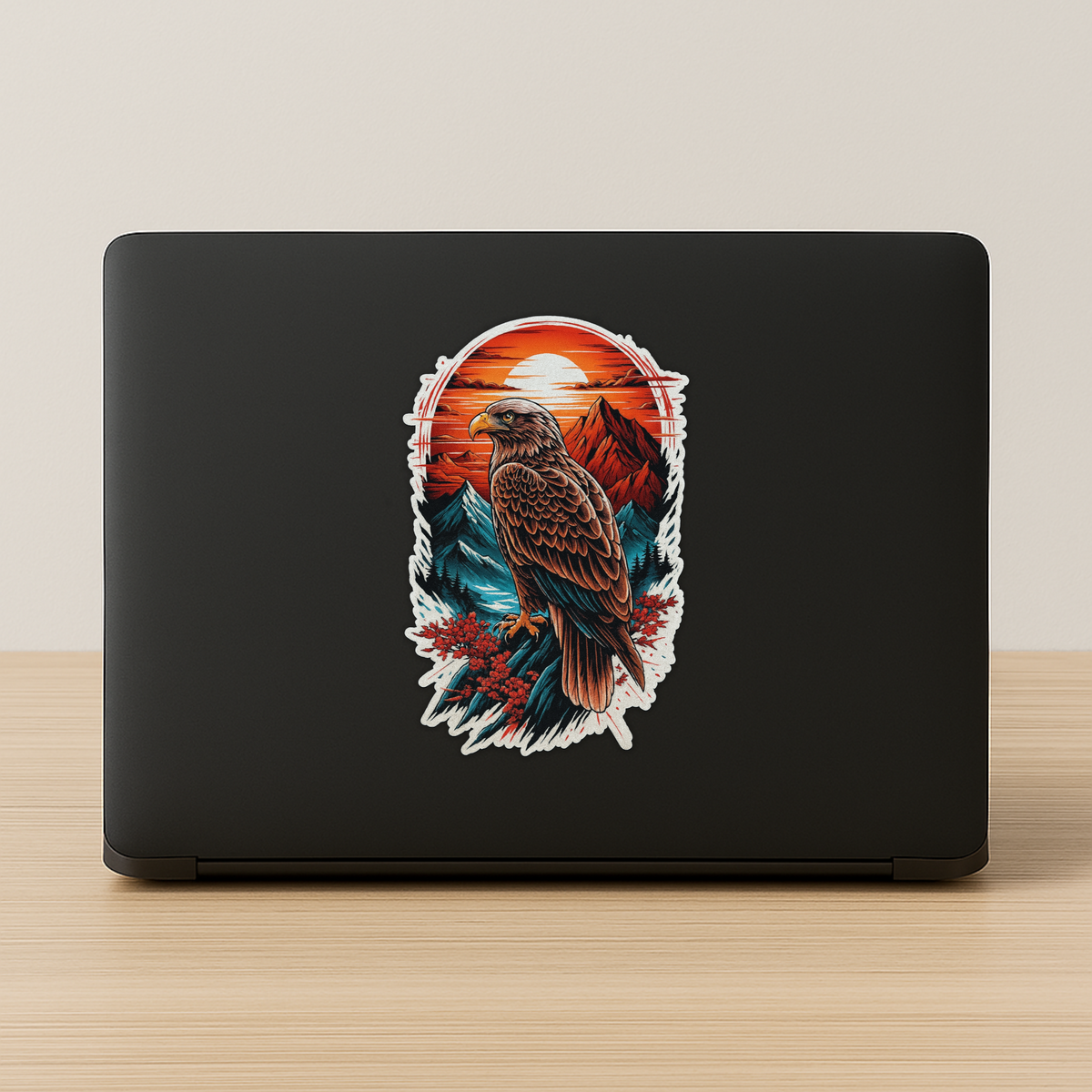 Eagle In Mountain Sunset Waterproof Vinyl Sticker Wildlife Adventure Art premium vinyl sticker product image 2