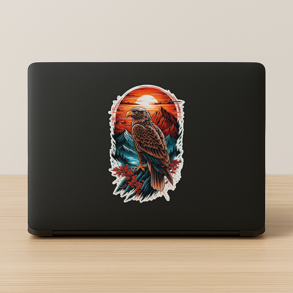 Eagle In Mountain Sunset Waterproof Vinyl Sticker Wildlife Adventure Art premium vinyl sticker product image 2