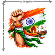 Indian Tricolor Raised Fist Patriotic Sticker Size Guide Showing Approximate 18 × 18 cm Size by STIXY