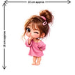 Cute Pink Girl Cartoon Sticker Size Guide Showing Approximate 10 × 15 cm by STIXY