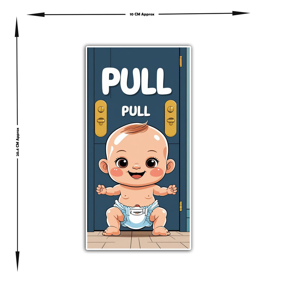 Cute Push Pull Baby Door Sticker Set Adorable Entry Sign premium sticker image view 4