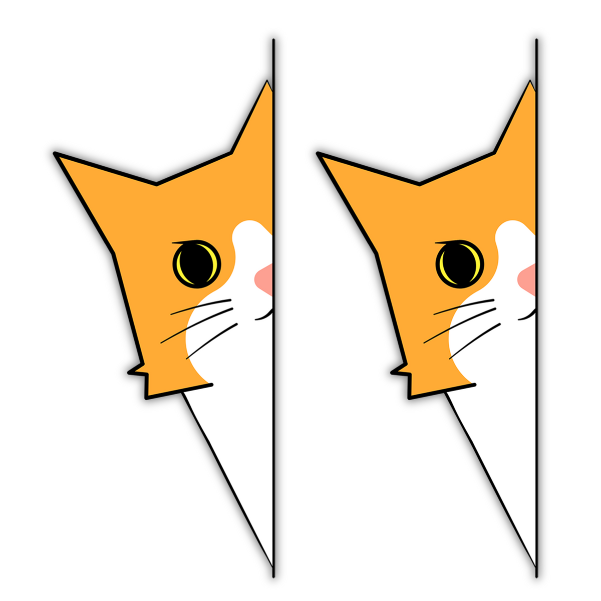 Orange Peeking Cat Laptop Sticker Set – Pack of 2 – Waterproof Vinyl Edge Decals for Laptops & Tablets premium sticker product image 1
