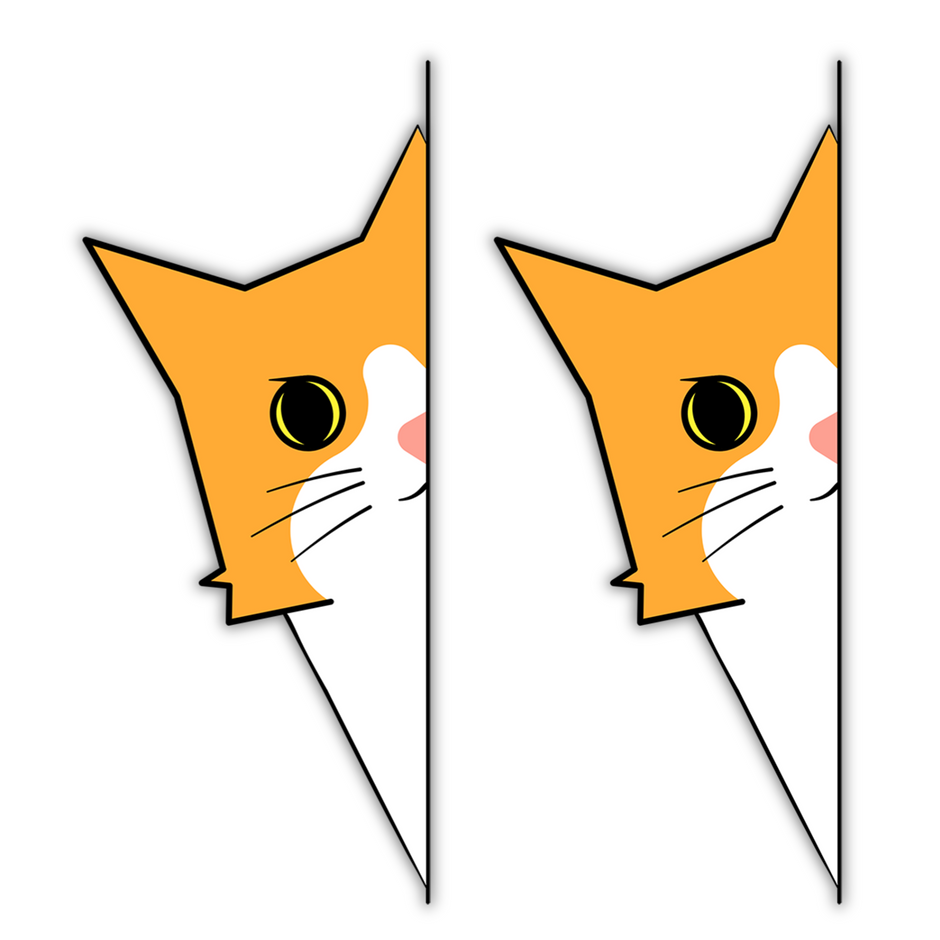 Orange Peeking Cat Laptop Sticker Set – Pack of 2 – Waterproof Vinyl Edge Decals for Laptops & Tablets premium sticker product image 1