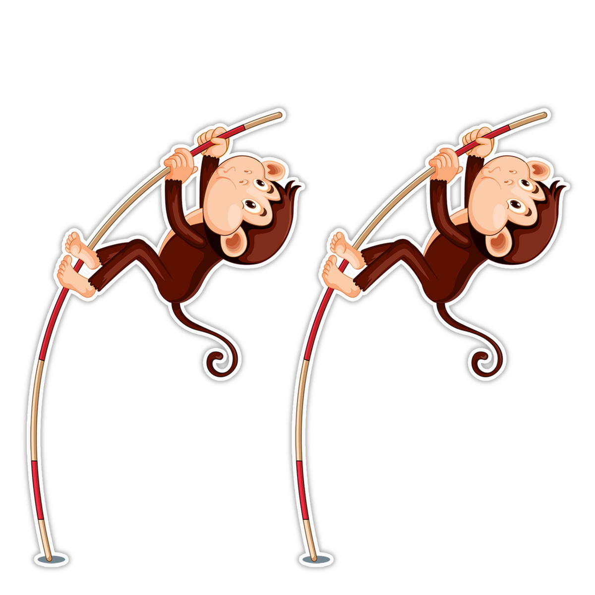 Set Of 2 Pole Climbing Monkey Stickers Water Resistant Vinyl Cute Cartoon Jungle Design premium vinyl sticker product image 2
