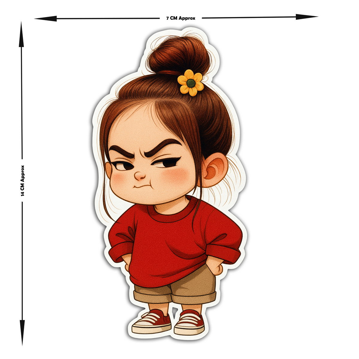Angry Little Girl Cartoon Sticker Funny Attitude Design Waterproof Sticker premium sticker product image 4