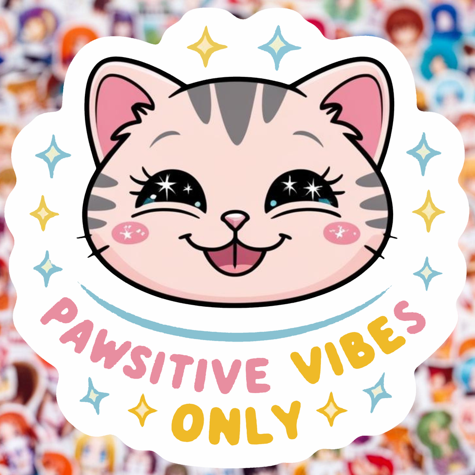 Pawsitive Vibes Only Cute Cat Sticker premium product image 2