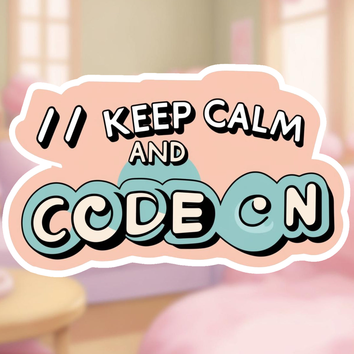 Keep Calm and Code On – Funny Programmer Vinyl Sticker premium product image 1