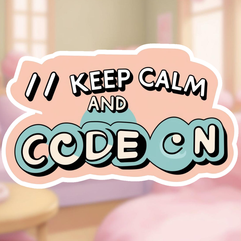 Keep Calm and Code On – Funny Programmer Vinyl Sticker premium product image 1