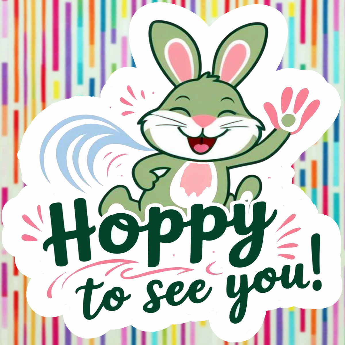 Hoppy to See You – Cute Bunny Pun Sticker premium product image 1