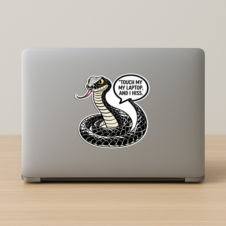 Touch My Laptop And I Hiss Angry Black Cobra Sticker premium sticker image view 2