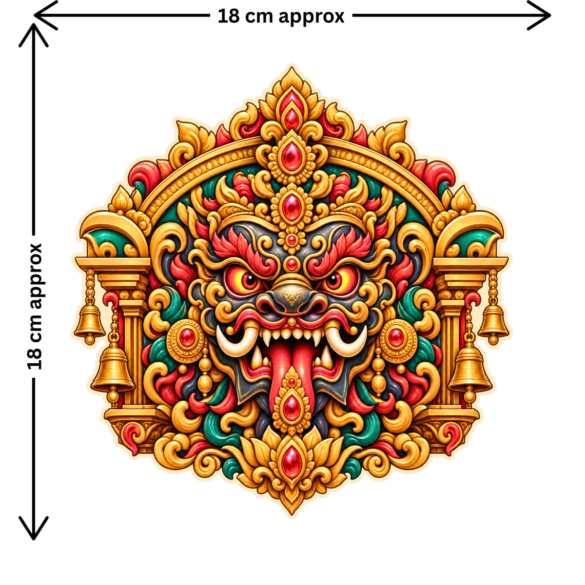 Kirtimukha Protective Face Spiritual Sticker Size Guide 18 × 18 cm by STIXY