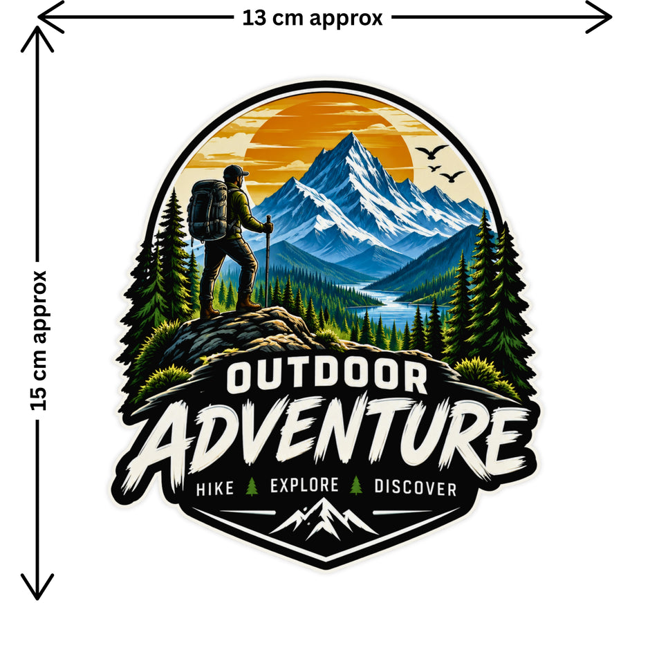 Outdoor Adventure Hiking Mountain Sticker Size Guide 13 × 15 cm Approx by STIXY