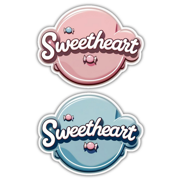 Pack of 2 Waterproof Sweetheart Stickers – Cute Pink & Blue Candy Decals for Phones, Laptops, Bottles & More premium sticker product image 1