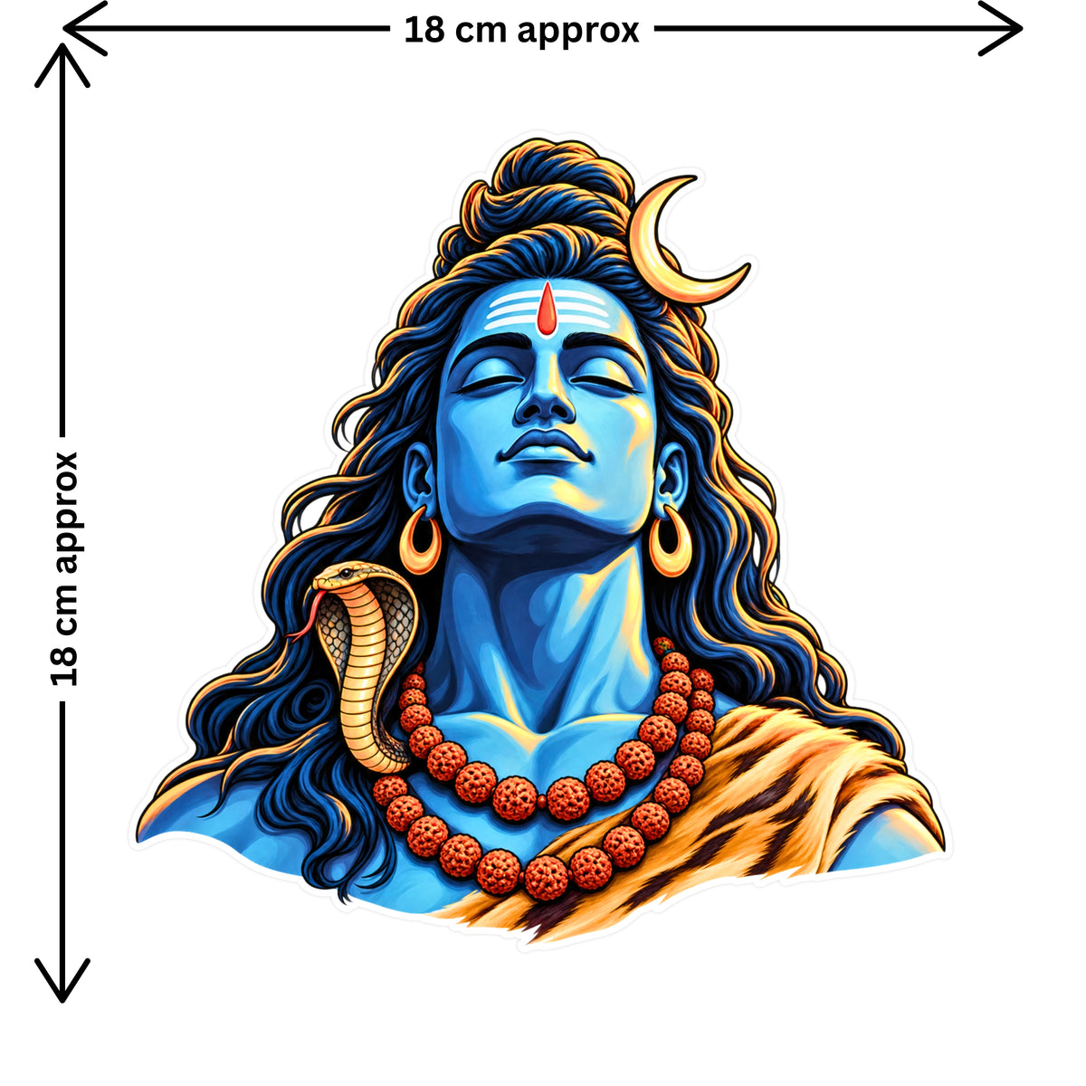 Lord Shiva Adiyogi Meditation Sticker Size Guide 18 × 18 cm by STIXY